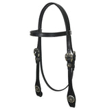 Hilason Western Horse Genuine Leather Headstall Bridle Engraved GS Concho Black