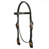 Hilason Western Horse Genuine Leather Headstall Bridle Engraved GS Concho Brown