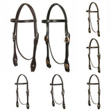 Hilason Western Horse Genuine Leather Headstall Bridle Engraved GS Concho Brown