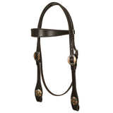 Hilason Western Horse Genuine Leather Headstall Bridle Engraved GS Concho Brown