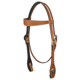 Hilason Western Horse Genuine Leather Headstall Bridle Engraved GS Concho Chestnut