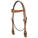 Hilason Western Horse Genuine Leather Headstall Bridle Engraved GS Concho Chestnut