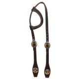 Hilason Western Horse Genuine Leather One Ear Headstall Bridle Engraved GS Concho Brown