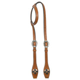 Hilason Western Horse Genuine Leather One Ear Headstall Bridle Engraved GS Concho Chestnut