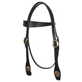 Hilason Western Horse Genuine Leather Headstall Bridle Engraved GS Concho Black