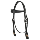 Hilason Western Horse Genuine Leather Headstall Bridle Engraved GS Concho Black