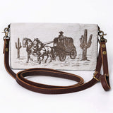 American Darling Organiser Hair-On Hand Tooled Genuine Leather Women Bag Western Handbag Purse