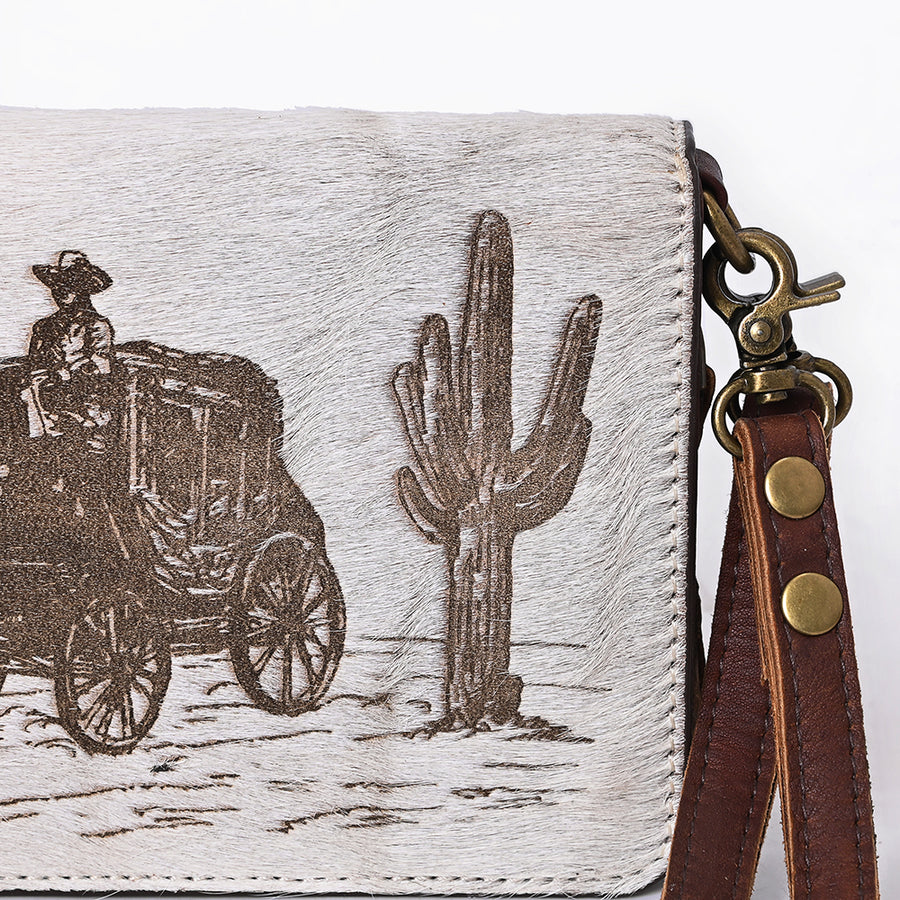 American Darling Organiser Bag, Hand Painted Western Leather, Vegetable Tanned Full Grain, 4in (H) X 8in (W) X 1.5in (D)