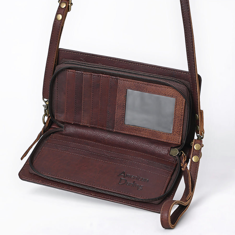 American Darling Organiser Bag, Hand Painted Western Leather, Vegetable Tanned Full Grain, 4in (H) X 8in (W) X 1.5in (D)