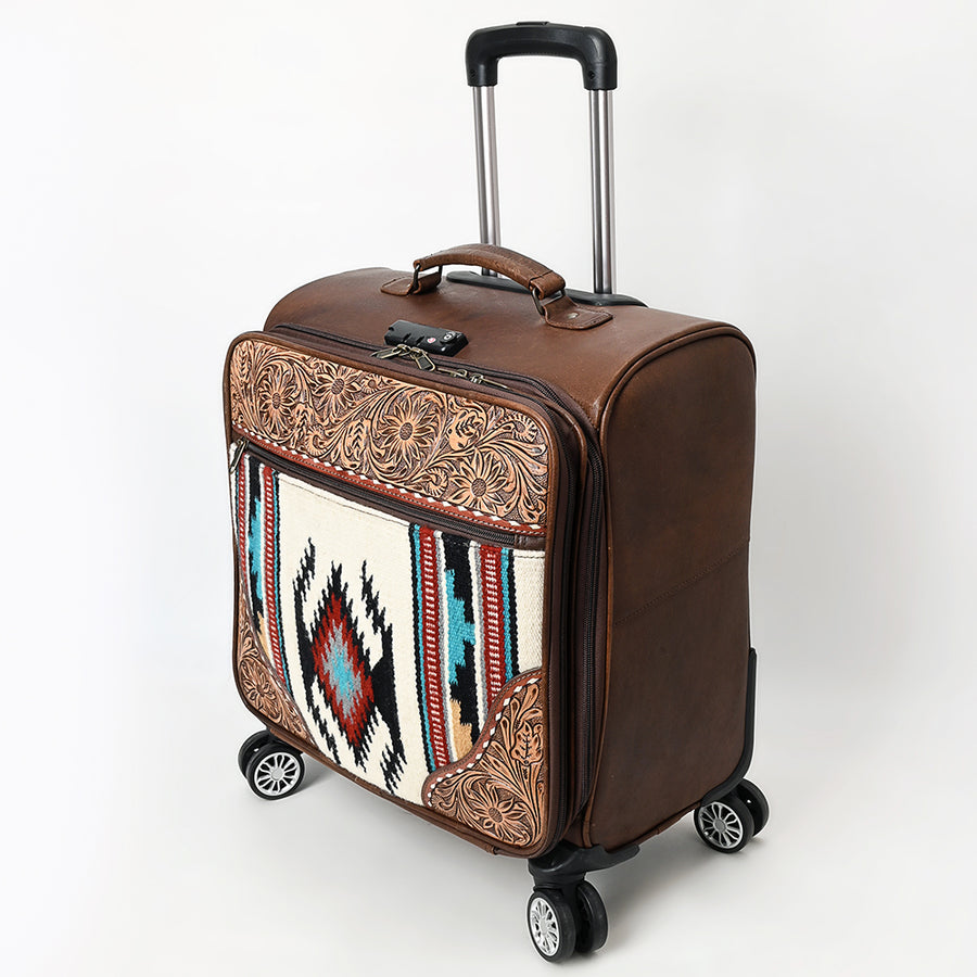 American Darling Western Leather Travel Case with Hand Tooled Floral and Saddle Blanket - Uhorse