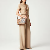 American Darling Hand-Tooled Leather Organiser Bag with Floral Carving, Rivet Embossing, Genuine Leather Build & Well-Compartmentalized Interior