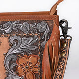 American Darling Hand-Tooled Leather Cross Body Bag with Floral Carving, Fringes, Rivet Embossing, Genuine Leather Build & Well-Compartmentalized Interior