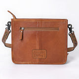 American Darling Hand-Tooled Leather Cross Body Bag with Floral Carving, Fringes, Rivet Embossing, Genuine Leather Build & Well-Compartmentalized Interior