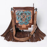 American Darling Messenger Hand Tooled Hair On Genuine Leather Women Bag Western Handbag Purse