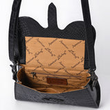 American Darling Black Crocodile Embossed Leather Cross Body Bag with Genuine Leather Build, Western Craft Detailing, Adjustable Strap & Organized Interior