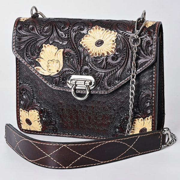 American Darling Hand Tooled Floral Carved Genuine Leather Messenger Bag - Uhorse
