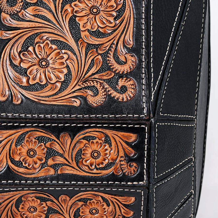 American Darling Hand Tooled Floral Carved Backpack Genuine Vegetable-Tanned Full Grain Leather Western Daypack