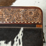 American Darling Travel Case Beautifully Hand Tooled Hair On Genuine Leather women's Trolley bag