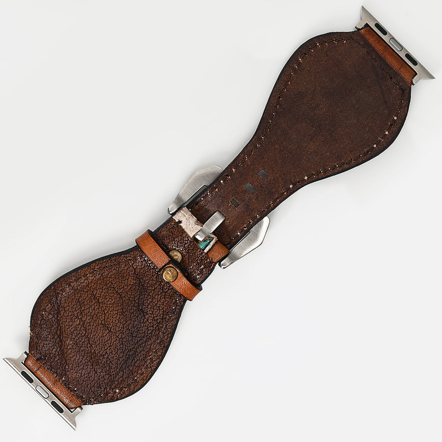 American Darling Beautifully Hand Tooled Painted Genuine Leather I watch Strap Men and Women Unisex