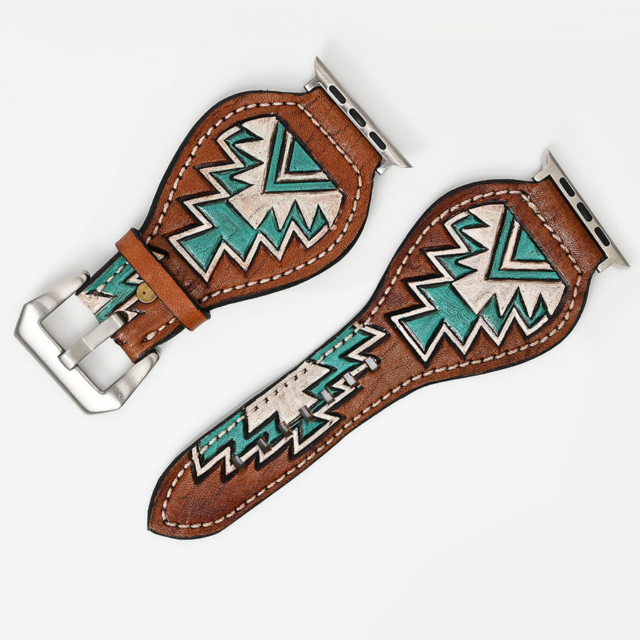 American Darling Hand Tooled Men Women Genuine Leather I watch Strap - Uhorse