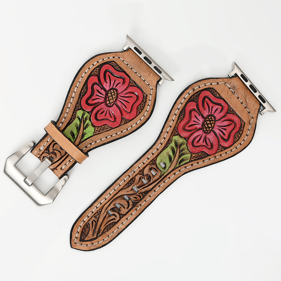 American Darling floral Hand Tooled Men Women Genuine Leather I watch Strap - Uhorse
