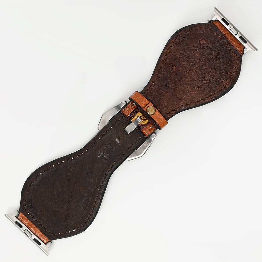 American Darling Beautifully Hand Tooled Painted Genuine Leather I watch Strap Men and Women Unisex