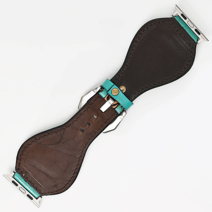 American Darling Beautifully Hand Tooled Painted Genuine Leather I watch Strap Men and Women Unisex