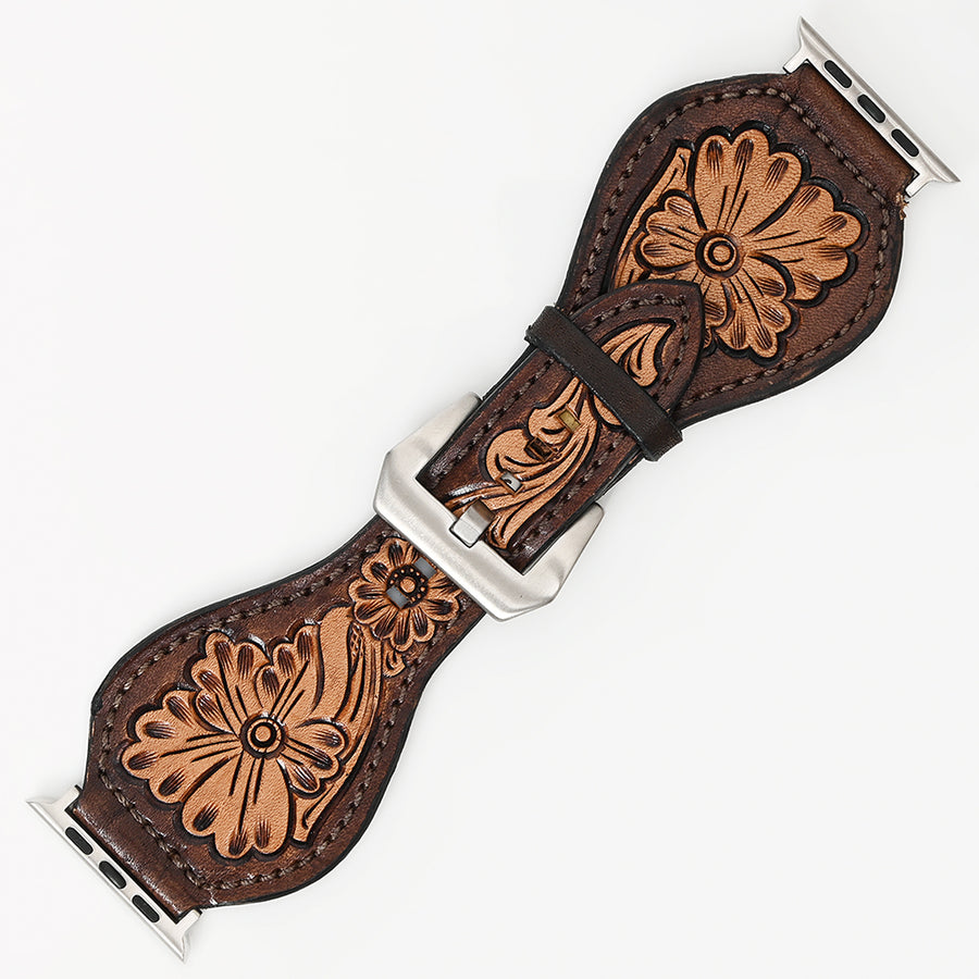 American Darling Beautifully Hand Tooled Painted Genuine Leather I watch Strap Men and Women Unisex