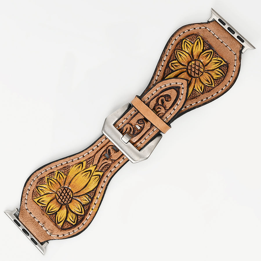 American Darling Beautifully Hand Tooled Painted Genuine Leather I watch Strap Men and Women Unisex