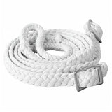 Braided Cotton Rope Belt with Metal Buckle – Off-White Elegance