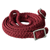 Braided Cotton Rope Belt with Metal Buckle – Red Elegance