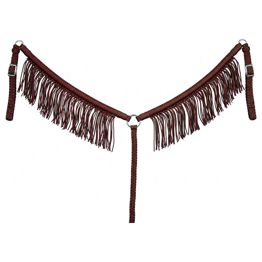 Hilason Horse Breast Collar - Flat Braided Paracord with Fringes Brown - Uhorse