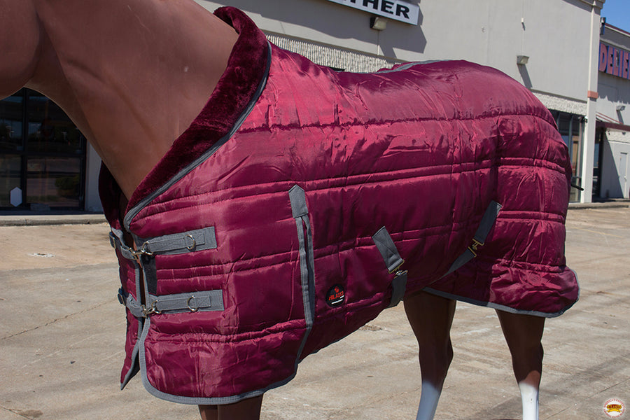 HILASON Western Horse Stable Blanket Quilted | Blankets for Winter Water Resistant Horses Wine