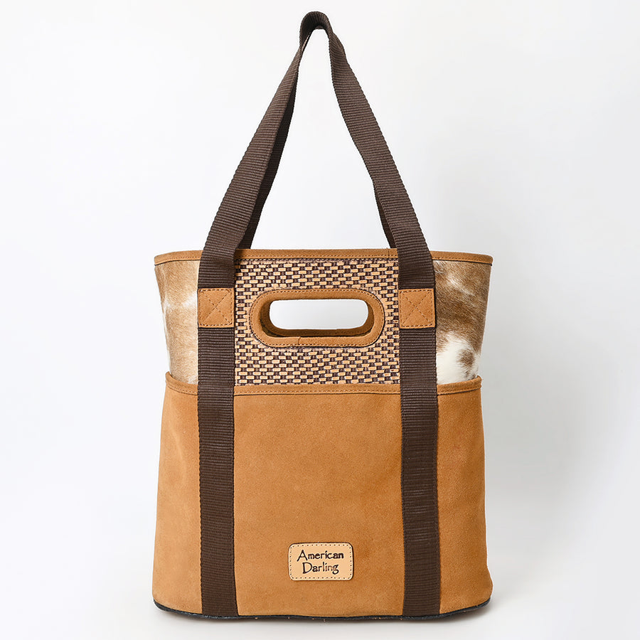 American Darling Tote Hand Tooled Hair On Genuine Leather Western Women Bag Handbag Purse | for Laptop
