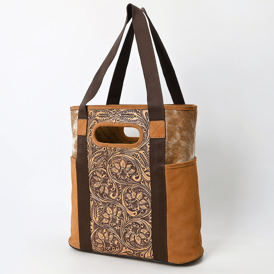 American Darling Tote Hand Tooled Hair On Genuine Leather Western Women Bag Handbag Purse | for Laptop - Uhorse