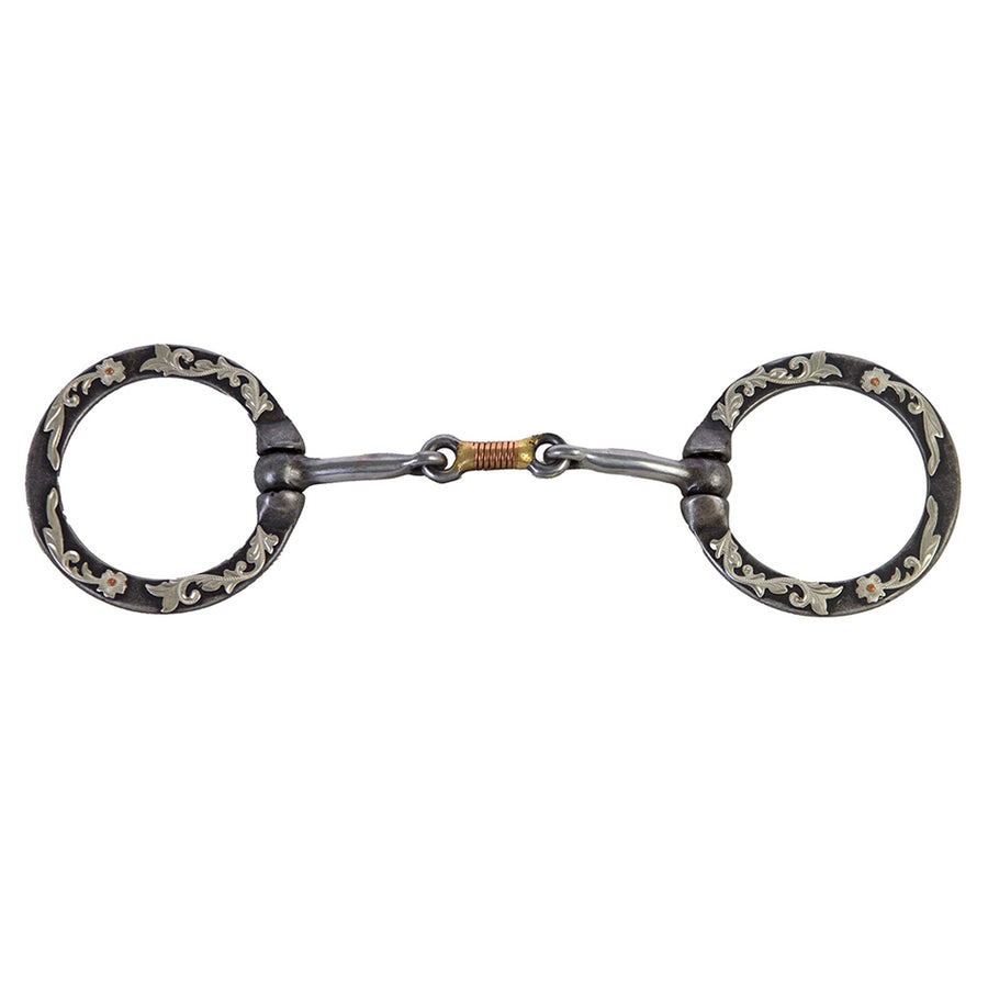 HILASON Steel Dogbone Ring With Floral Engraved Horse Bit 5" Mouth RS 70MM - Uhorse