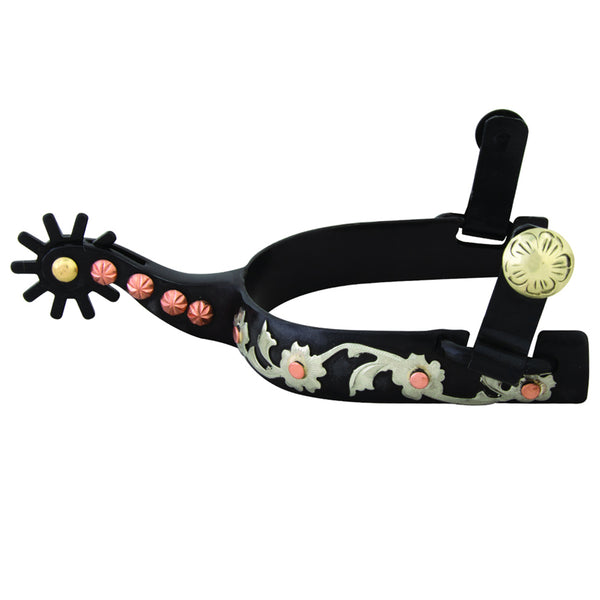 HILASON Cowboy Black Ladies Spur German Silver Trim Dots 3/4"Band, 2"Shank - Uhorse