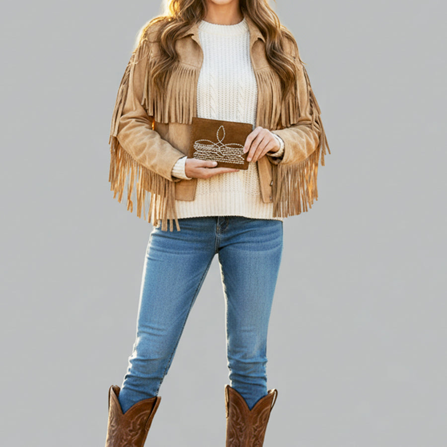 American Darling Wallet Western Genuine Leather Handcrafted Suede Pocket Bifold Wallet with Boot Stitched Design
