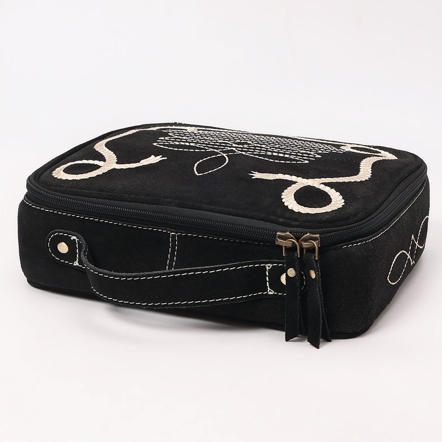 American Darling Genuine Suede Leather jewelry case Boot Stitched Embroidery Western Travel Organizer