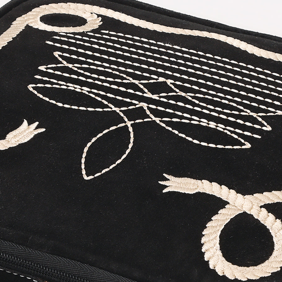 American Darling Genuine Suede Leather jewelry case Boot Stitched Embroidery Western Travel Organizer