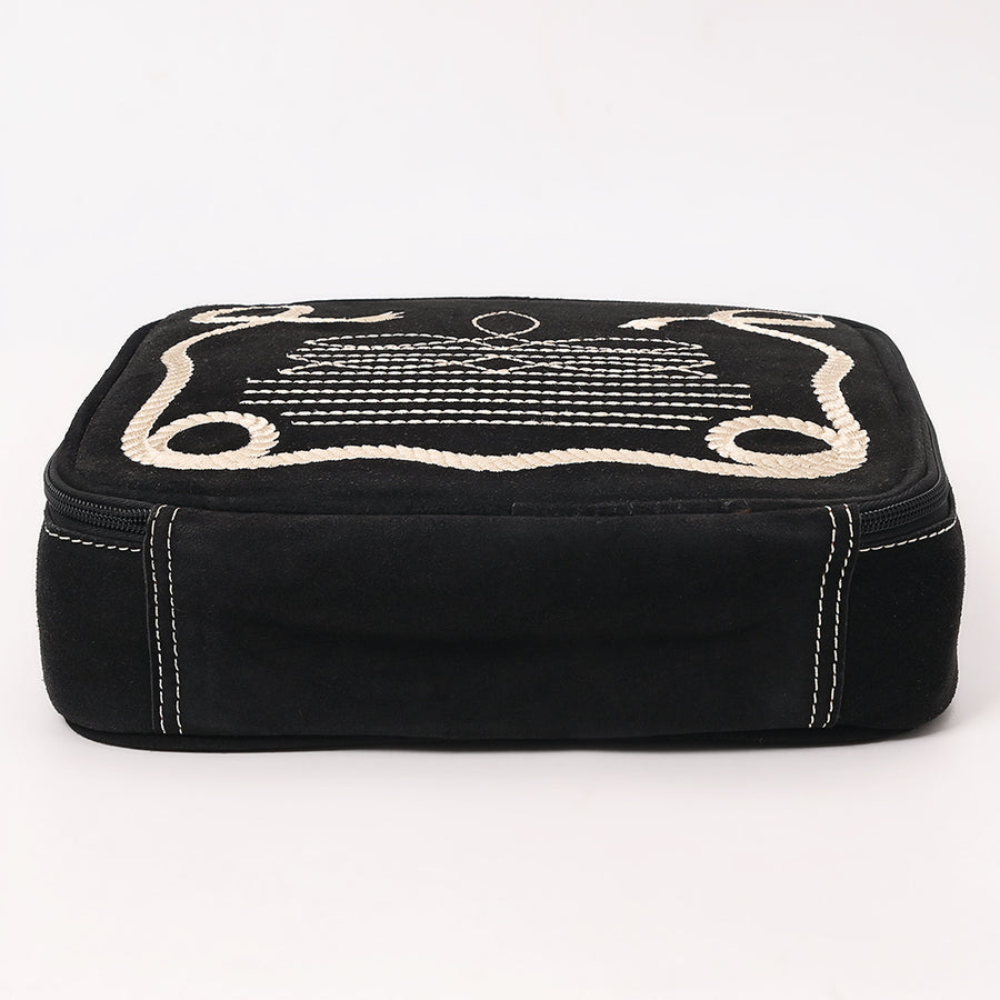 American Darling Genuine Suede Leather jewelry case Boot Stitched Embroidery Western Travel Organizer