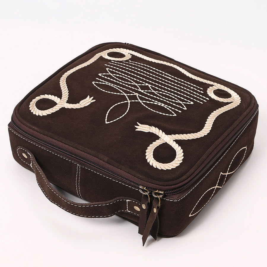 American Darling Boot Stitched Genuine Suede Leather jewelry case - Uhorse
