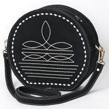 Black leather round crossbody bag with studded detail - Uhorse