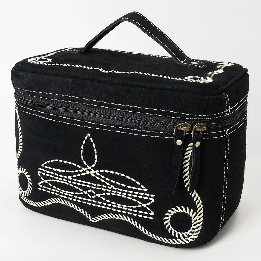 American Darling Boot Stitched Genuine Suede Leather Jewelry Case - Uhorse