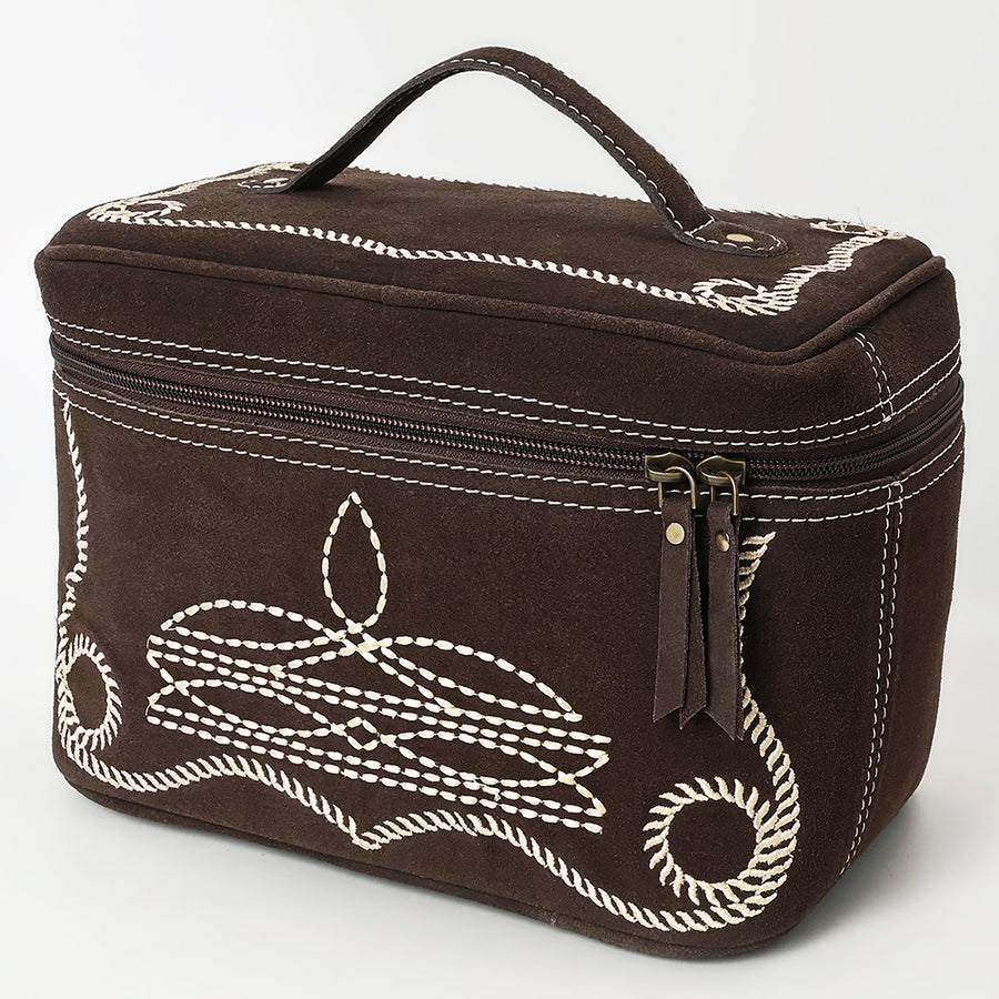 American Darling Boot Stitched Genuine Suede Leather Jewelry Case - Uhorse