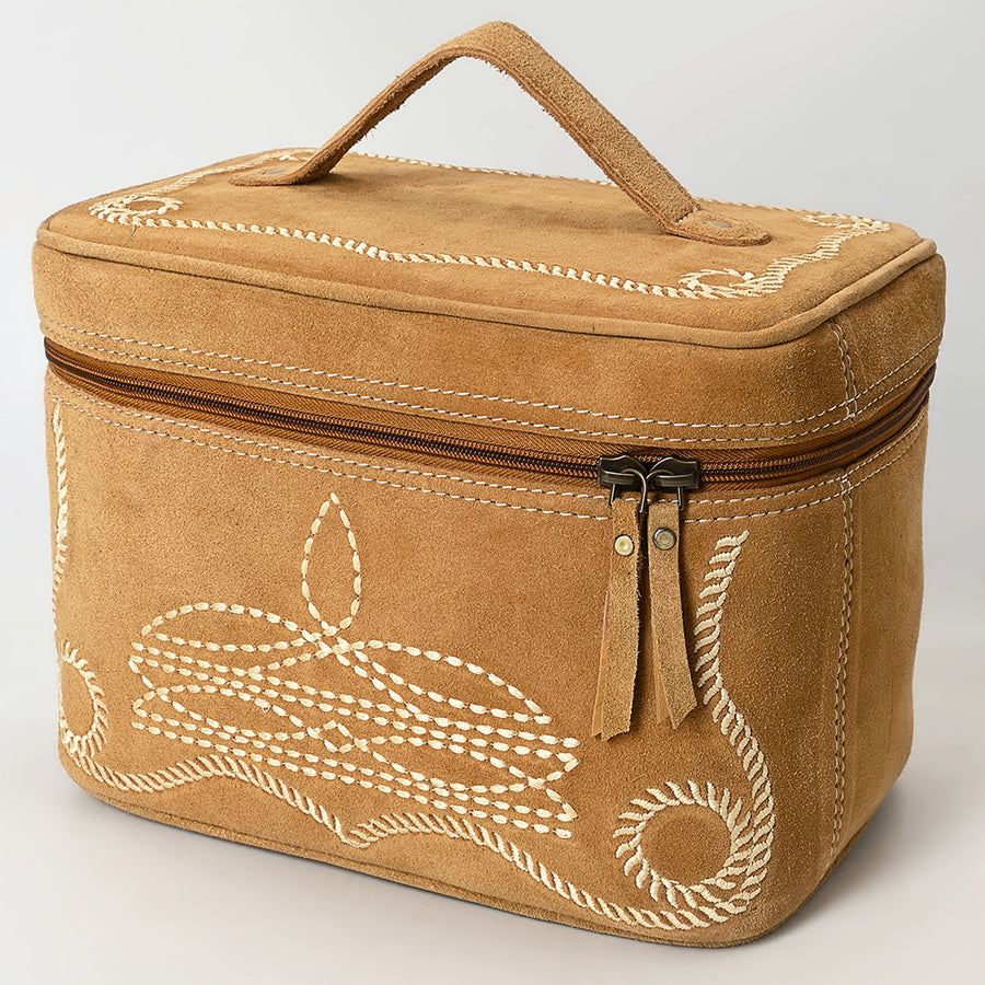 American Darling Boot Stitched Genuine Suede Leather Jewelry Case - Uhorse