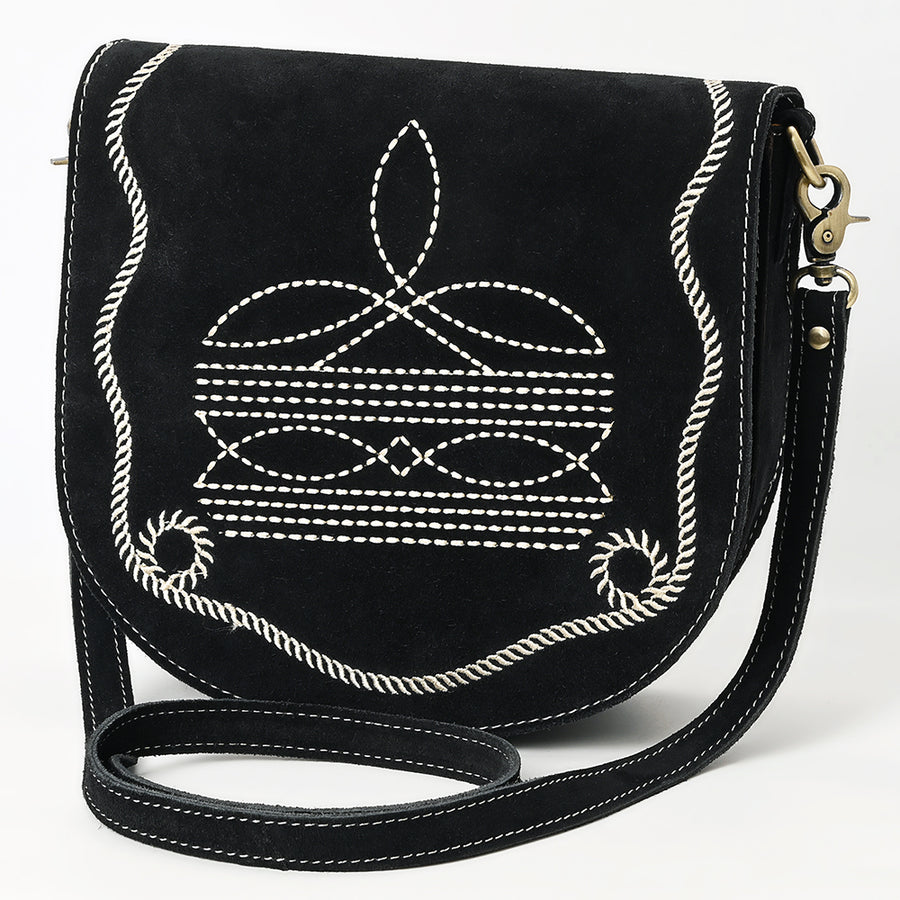 American Darling Boot Stitched Suede Genuine Leather Cross body Bag - Uhorse