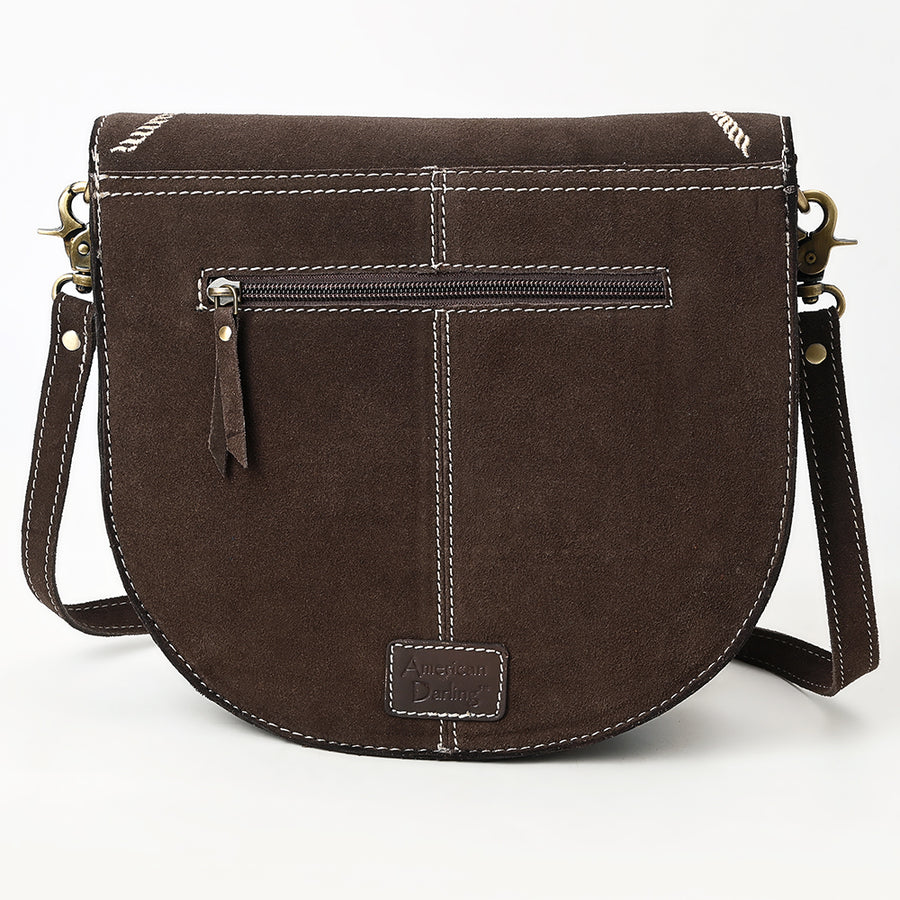 American Darling Suede Genuine Leather Cross body Bag Boot Stitched Embroidery Vegetable-Tanned Western Purse