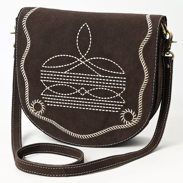 American Darling Boot Stitched Suede Genuine Leather Cross body Bag - Uhorse