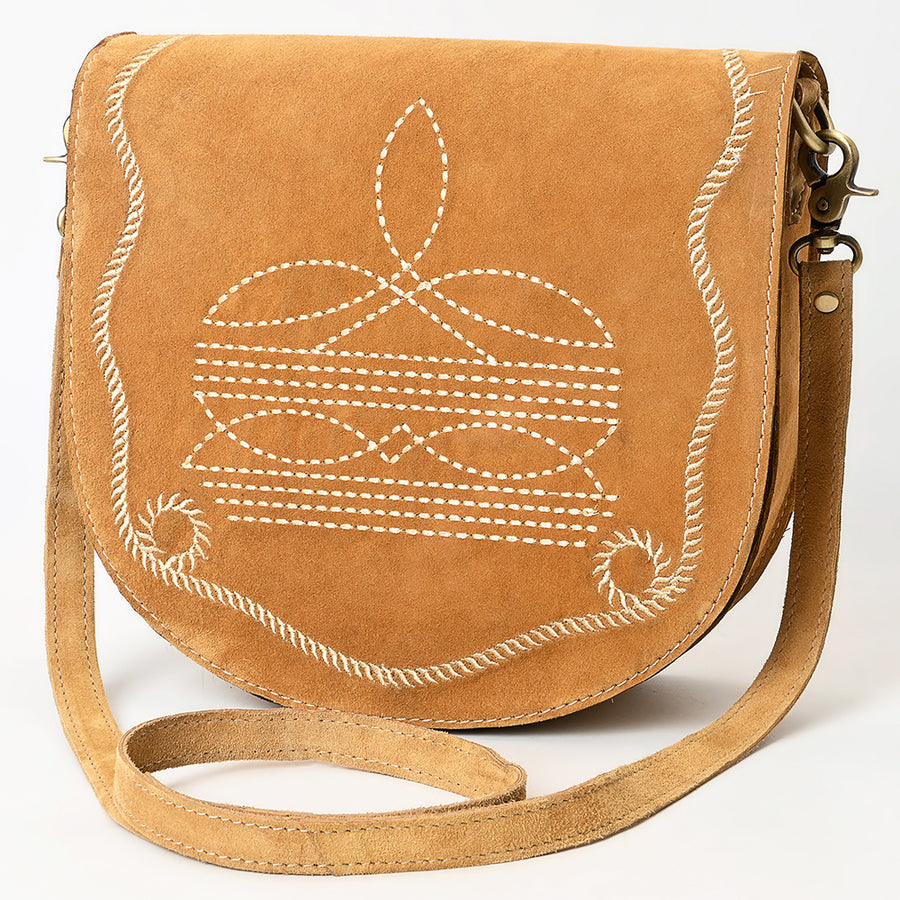 American Darling Boot Stitched Genuine Suede Leather Cross body Bag - Uhorse